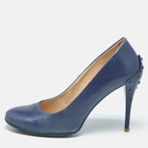 Tod's Navy Blue Leather Round Toe Pumps Size 39, Pumps - Luxury Closet catalog
