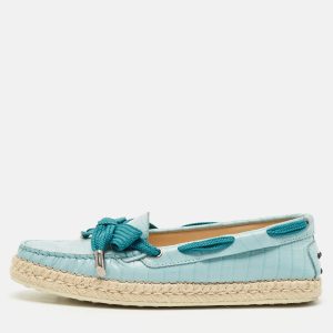 Tod's Blue Croc Embossed Leather Espadrille Loafers Size 39, Loafers & Slip-Ons - Luxury Closet catalog