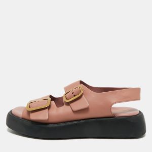 Tod's Dusty Pink Leather Double Buckle Chunky Sandals Size 39.5, Sandals - Luxury Closet catalog
