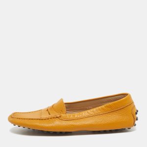 Tod's Yellow Leather Penny Slip On Loafers Size 37.5, Loafers & Slip-Ons - Luxury Closet catalog