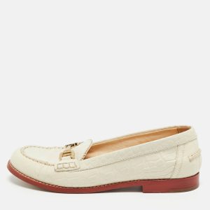 Tod's Cream Croc Embossed Leather Slip On Loafers Size 40, Loafers & Slip-Ons - Luxury Closet catalog