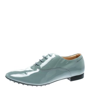 Tod's Grey Patent Leather Lace Up Oxford Size 40, Flats - Luxury Closet catalog