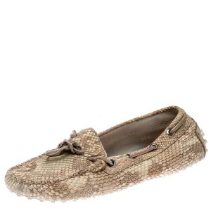 Tod's Beige Python Leather Bow Loafers Size 35.5, Flats - Luxury Closet catalog