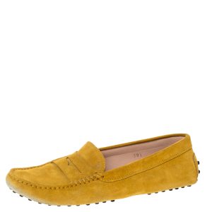 Tod's Yellow Suede Penny Loafers Size 39.5, Flats - Luxury Closet catalog