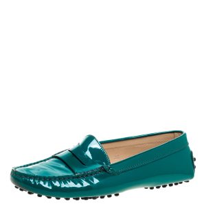 Tod's Green Patent Leather Gommini Penny Loafers Size 36, Flats - Luxury Closet catalog