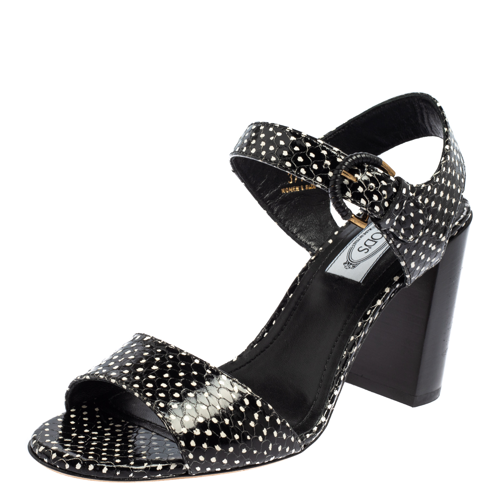 Tod's Black Leather Ankle Strap Sandals Size 37.5, Sandals - Luxury Closet catalog