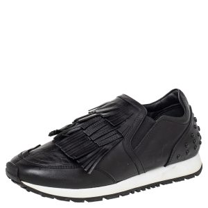 Tod's Black Leather Fringed Slip On Sneakers Size 37, Athletic Shoes & Sneakers - Luxury Closet catalog