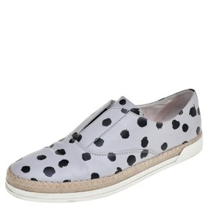 Tod's Grey/Black Dot Printed Leather Francesina Espadrille Slip On Sneakers Size 39.5, Athletic Shoes & Sneakers - Luxury Closet catalog