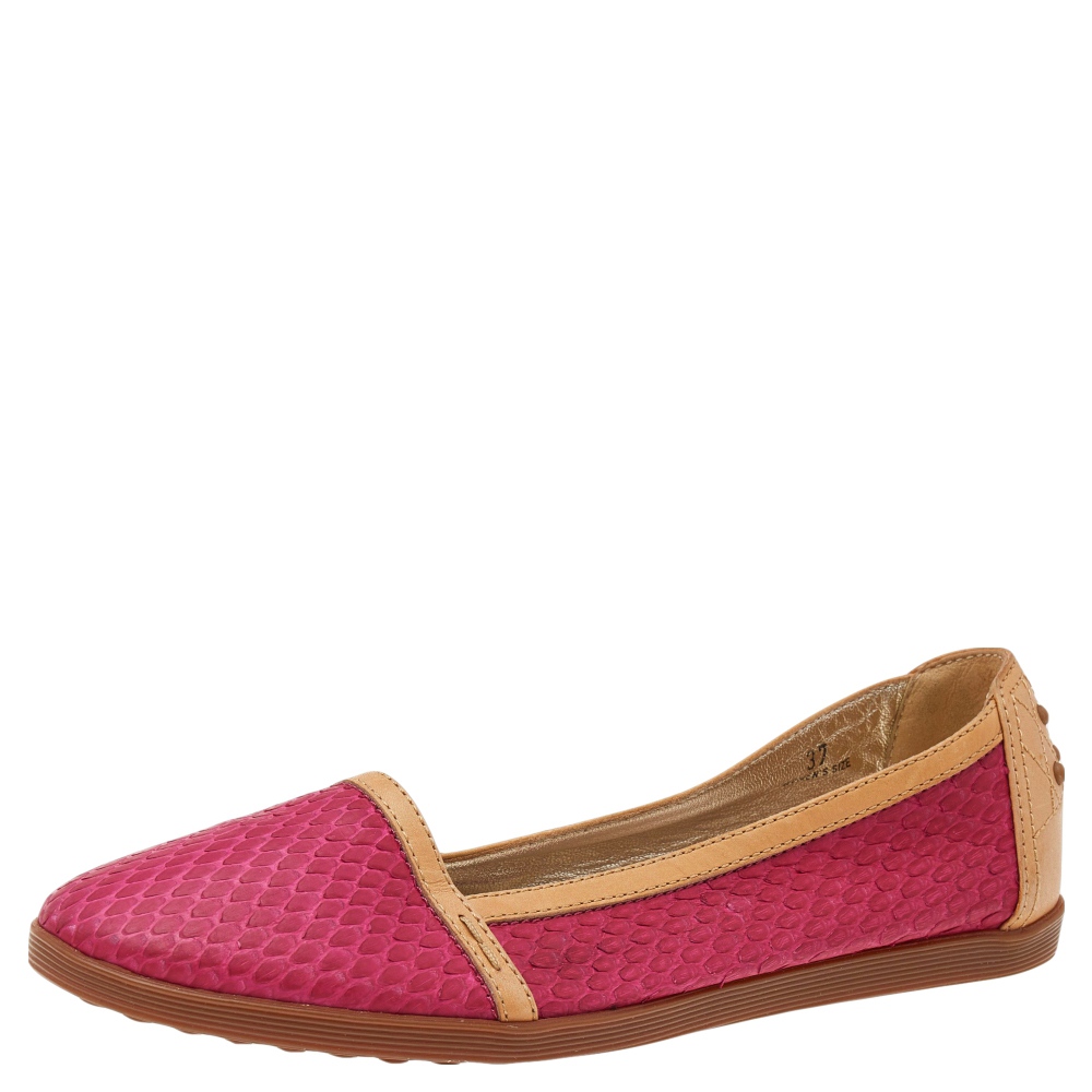 Tod's Pink/Brown Python And Leather Ballet Flats Size 37, Flats - Luxury Closet catalog