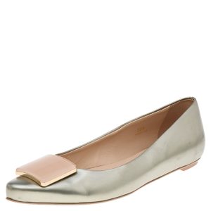 Tod's Silver/Pink Patent Leather Buckle Detail Flats Size 39.5, Flats - Luxury Closet catalog