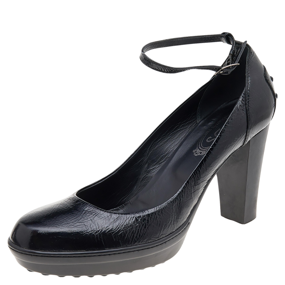 Tod's Black Patent Leather Ankle Strap Pumps Size 39, Pumps - Luxury Closet catalog