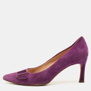 Tod's Purple Suede Buckle Pumps Size 39.5, Pumps - Luxury Closet catalog