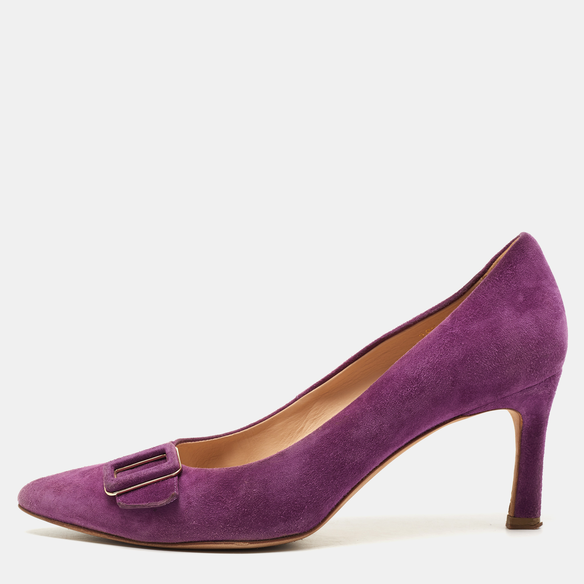 Tod's Purple Suede Buckle Pumps Size 39.5, Pumps - Luxury Closet catalog