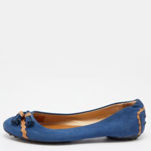 Tod's Blue/Tan Leather Tassel Ballet Flats Size 36.5, Flats - Luxury Closet catalog
