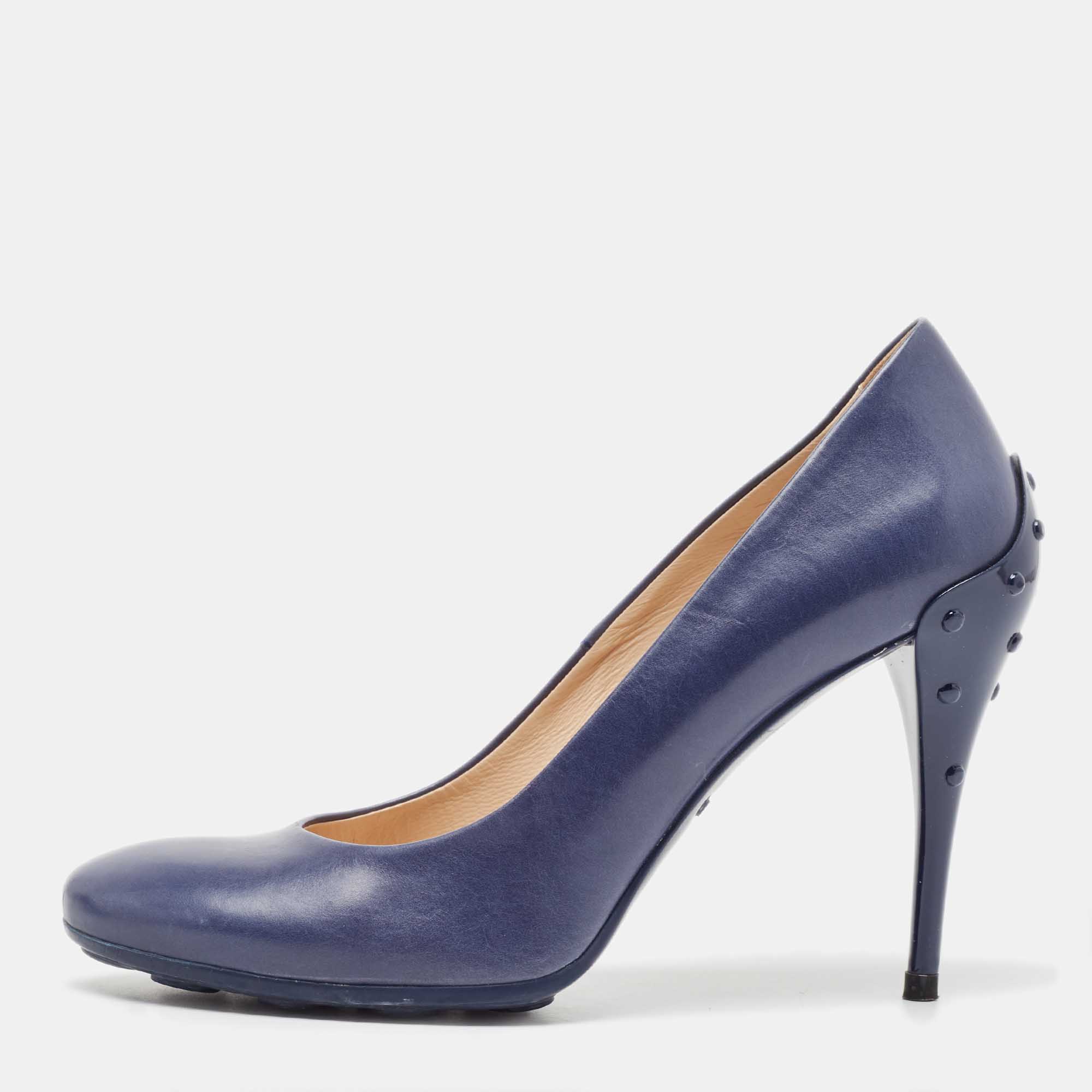 Tod's Navy Blue Leather Pumps Size 38.5, Pumps - Luxury Closet catalog