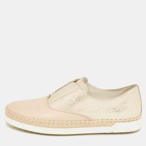 Tod's Beige/Gold Leather Espadrille Flat Size 36, Athletic Shoes & Sneakers - Luxury Closet catalog