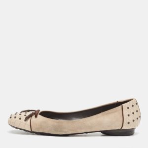 Tod's Two Tone Suede and Studded Leather Bow Ballet Flats Size 39, Flats - Luxury Closet catalog