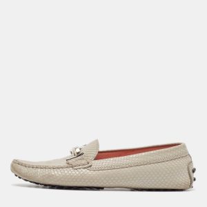 Tod's Grey Textured Leather Double T Buckle Loafers Size 37, Loafers & Slip-Ons - Luxury Closet catalog