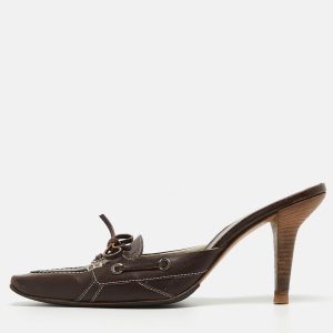 Tod's Brown Leather Bow Mules Size 40, Sandals - Luxury Closet catalog