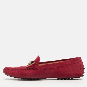Tod's Pink Suede Double T Buckle Loafers Size 39, Loafers & Slip-Ons - Luxury Closet catalog