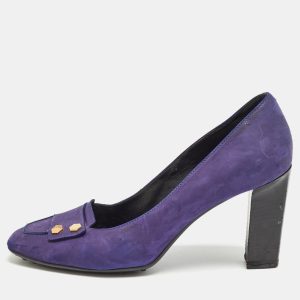 Tod's Purple Nubuck Leather Square Toe Pumps Size 41, Pumps - Luxury Closet catalog