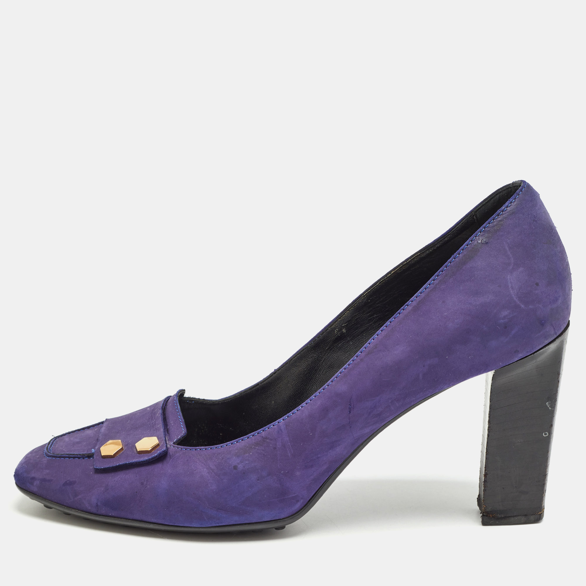 Tod's Purple Nubuck Leather Square Toe Pumps Size 41, Pumps - Luxury Closet catalog