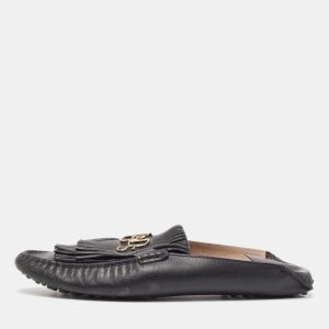 Tod's Black Leather Gommino  Tassel Trim Mules Size 40, Sandals - Luxury Closet catalog