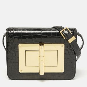 Tom Ford Black Shine Alligator Small Natalia Crossbody Bag, Handbags - Luxury Closet catalog