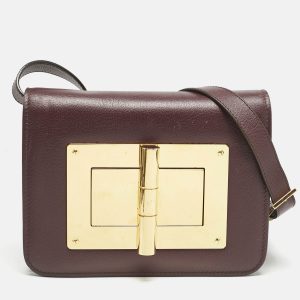 Tom Ford Burgundy Leather Small Natalia Crossbody Bag, Handbags - Luxury Closet catalog