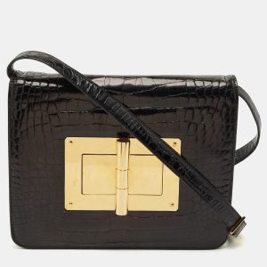 Tom Ford Black Shine Alligator Large Natalia Shoulder Bag, Shoulder Bags - Luxury Closet catalog