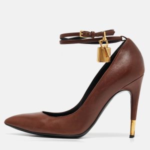 Tom Ford Brown Leather Padlock Pumps Size 37.5, Pumps - Luxury Closet catalog