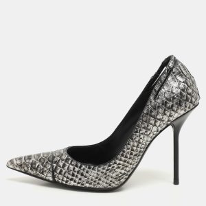 Tom Ford Silver/Black Python Pointed Toe Pumps Size 37, Pumps - Luxury Closet catalog