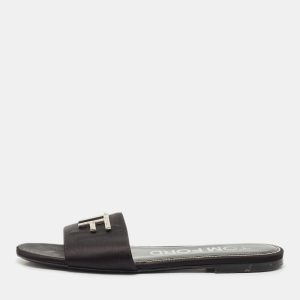 Tom Ford Black Satin TF Flat Slides Size 38, Sandals - Luxury Closet catalog