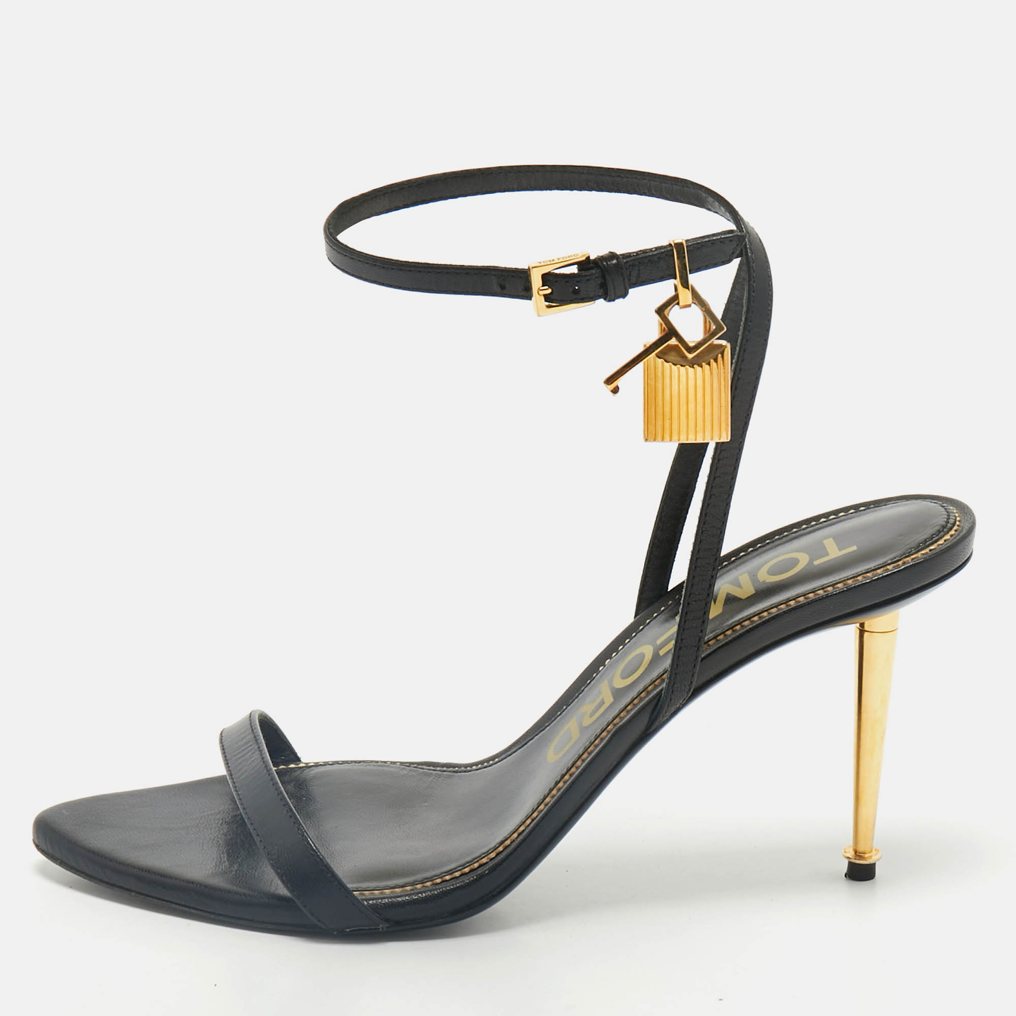 Tom Ford Black Leather Padlock Ankle Strap Sandals Size 39, Sandals - Luxury Closet catalog