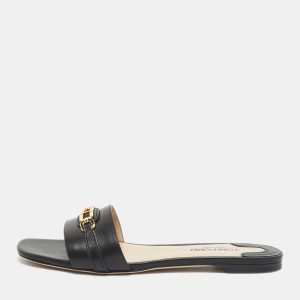 Tom Ford Black Leather Embellished Flat Slides Size 39, Sandals - Luxury Closet catalog