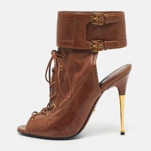 Tom Ford Brown Leather Cutout Ankle Length Boots Size 38, Boots - Luxury Closet catalog