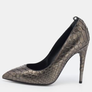 Tom Ford Metallic Grey Python Leather Pointed Toe Pumps Size 35, Pumps - Luxury Closet catalog