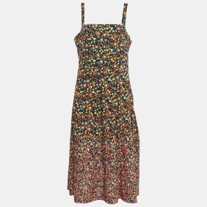 Tory Burch Black Floral Print and Sequin Embroidery Cotton Midi Dress L, Dresses - Luxury Closet catalog