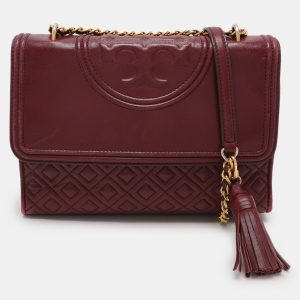 Tory Burch Burgundy Quilted Leather Fleming Shoulder Bag, Shoulder Bags - Luxury Closet catalog