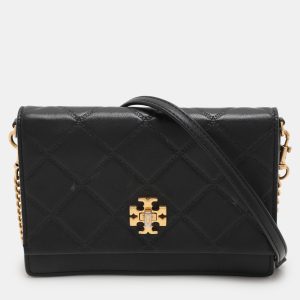 Tory Burch Black Leather Georgia Turn-Lock Crossbody Bag, Handbags - Luxury Closet catalog