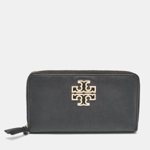 Tory Burch Black Leather Britten Continental Zip Wallet, Wallets & Money Clips - Luxury Closet catalog