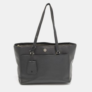 Tory Burch Black Leather Small Robinson Tote, Tote Handbags - Luxury Closet catalog