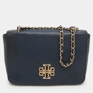 Tory Burch Blue Leather Logo Flap Shoulder Bag, Shoulder Bags - Luxury Closet catalog
