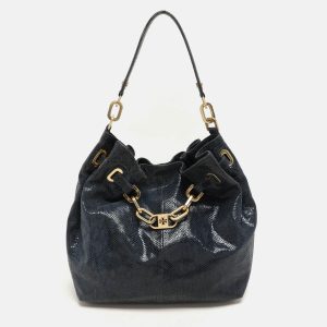 Tory Burch Black Python Embossed Leather Hobo, Shoulder Bags - Luxury Closet catalog