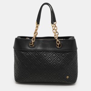 Tory Burch Black Quilted Leather Fleming Chain Tote, Tote Handbags - Luxury Closet catalog