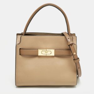 Tory Burch Brown Leather Petite Lee Radziwill Double Tote, Tote Handbags - Luxury Closet catalog