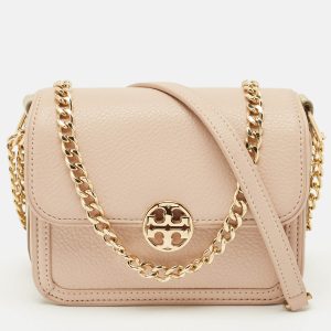 Tory Burch Peach/Gold Leather Duet Chain Shoulder Bag, Shoulder Bags - Luxury Closet catalog