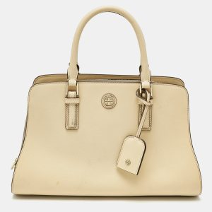 Tory Burch Two Tone Beige Leather Robinson Dome Satchel, Satchels - Luxury Closet catalog