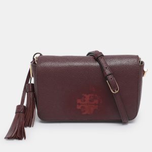Tory Burch Burgundy Leather Thea Fap Crossbody Bag, Shoulder Bags - Luxury Closet catalog