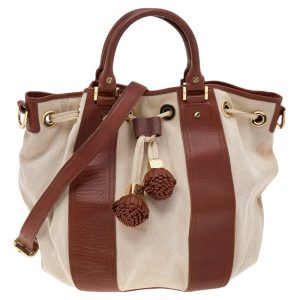Tory Burch Brown/Beige Canvas And Leather Shoulder Bag, Shoulder Bags - Luxury Closet catalog